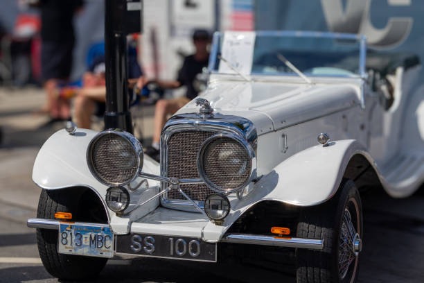 Bedford, Nova Scotia, Canada - September 14, 2008 :  Side view of a classic 1969 Jaguar Daimler V8 250 at local  Memory Lane Car Show, Bedford, NS, Canada.
