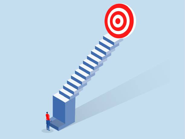 istock Step Successful Stair concept ,businessman looking up stair to reach goal vector 2167335484
