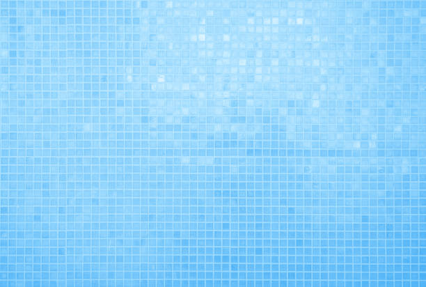 istock Blue light ceramic wall chequered and floor tiles mosaic background in bathroom. Design pattern geometric with grid wallpaper texture decoration pool. Simple seamless abstract surface clean. 2167336536