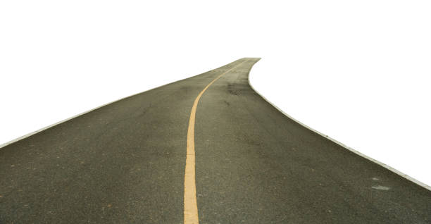 Empty asphalt road isolated on transparent background, PNG File