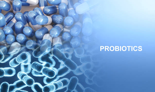 istock Probiotics banner template. Probiotic in capsule. Human microbiome concept 2167339835