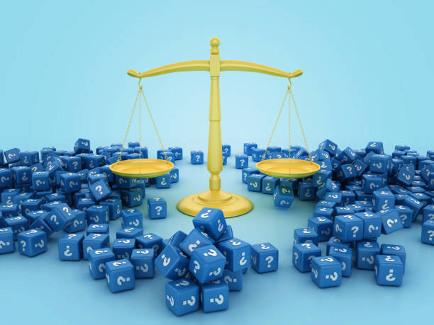istock Legal Weight Scale with Question Mark Cubes 2167341711