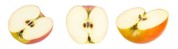 istock Red apple isolated. Half and a slice on isolated white background. Red apple set. File contains clipping path. 2167342771