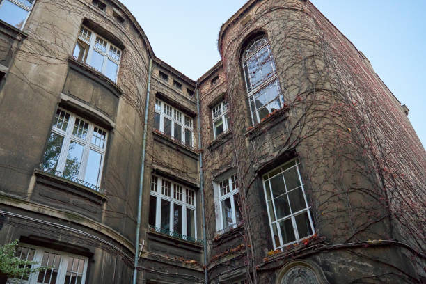 istock Old European courtyard facade with many windows 2167346058