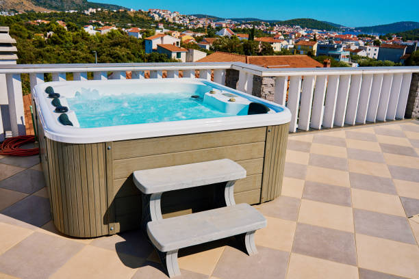 istock Outdoor Hot Tub on Rooftop Deck 2167346530