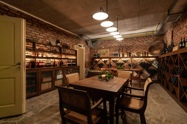 istock Elegant Vintage Hotel Wine Cellar Interior 2167348217
