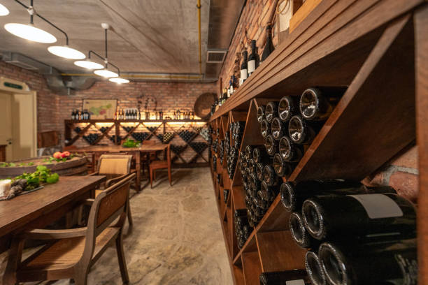 istock Elegant Vintage Boutique Hotel Wine Cellar Interior 2167348223