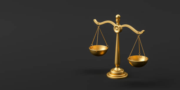 istock Scales on copy space black background, justice concept 2167348268