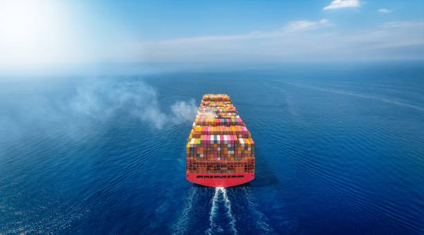 istock Aerial rear view of a industrial super container cargo ship 2167349700