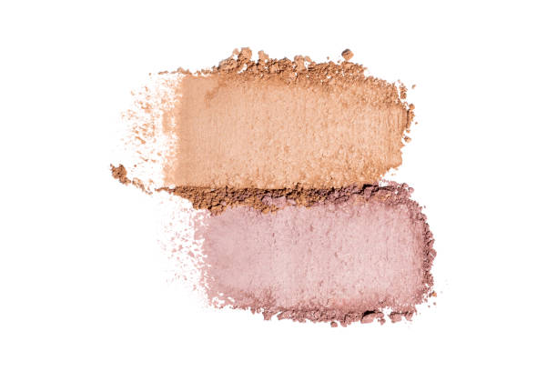 istock Eye shadow composition texture swipes isolated on white background. Cosmetic product swatch. Make up mate nude shades. 2167352278