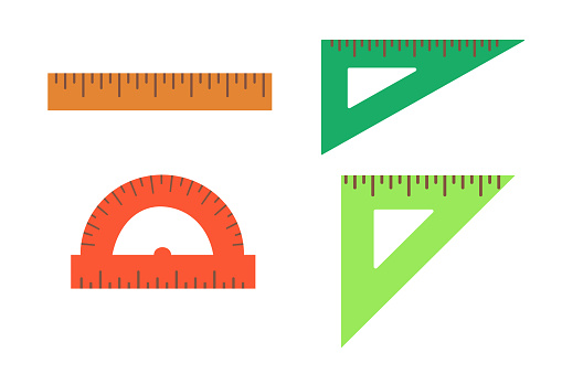 Trigonal Rulers Set Of Vector School Rulers Ruler Triangle Rulers Protractor School ...