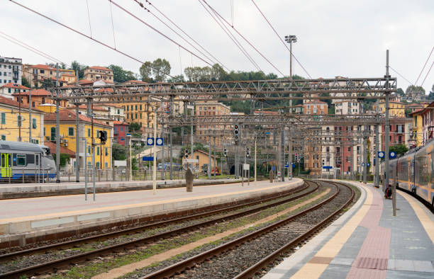 Railway station in La Spezia, a city in the southern part of the Liguria region in Italy