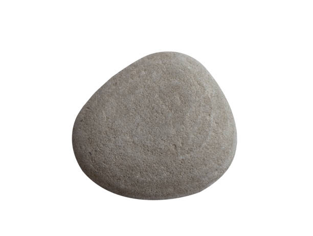istock Stone isolated on white background, Grey  Sea pebble with texture surface with clipping path,Top view single rock sea from beach 2167357748