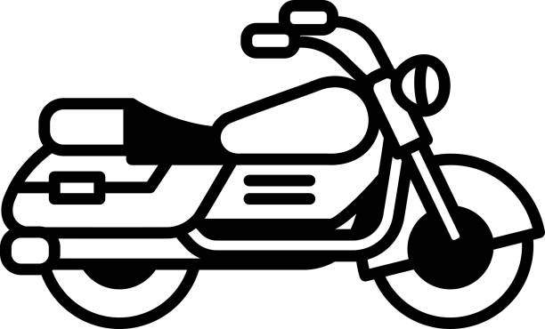 black and white motorcycle with a seat and a kickstand A black and white motorcycle with a seat and a kickstand kickstand stock illustrations