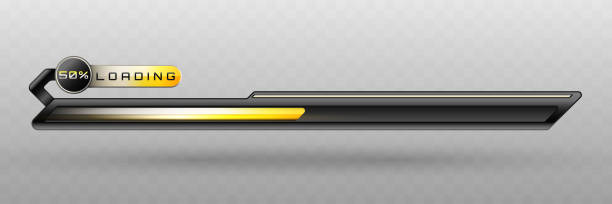 istock Loading Progress Bar in Metallic Black, Silver and Yellow Color Theme for Futuristic UI Designs 2167358640