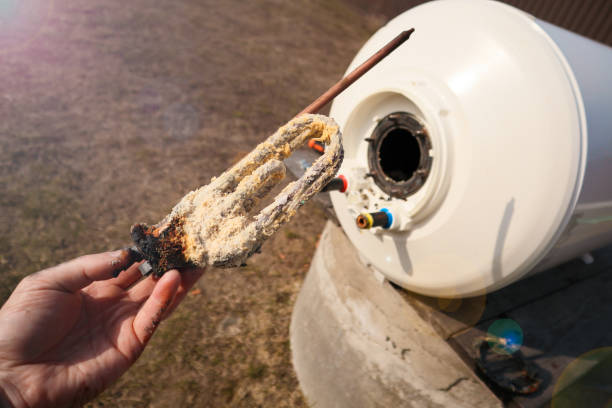 istock Replacing a heating element damaged by scale and limescale. Repair and maintenance of storage water heater. Scale and deposits on the heating element. 2167362138