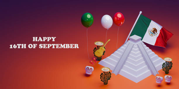 istock Mexico Independence Day greeting card template. 3d render. 2167363489