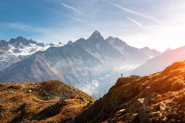 istock Amazing view on Monte Bianco mountains range with tourist on a foreground 2167366364