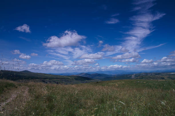 landscape view of the mountains in summer on a beautiful sunny day