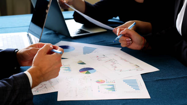 istock A team of business statisticians analyzes market segments using sales statistics presented in infographics. Trading experts use data charts on paper in the office lobby 2167369411