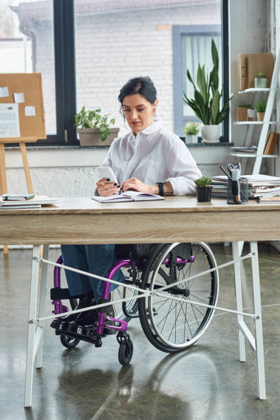 istock A determined woman in a wheelchair enhances her workspace in a modern office setting 2167370247