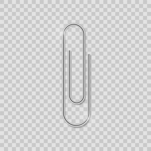 illustrazioni stock, clip art, cartoni animati e icone di tendenza di clip set. realistic paperclip attach. office metal binder with shadow - graffette