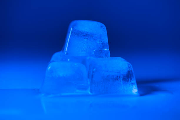 Ice cubes on wet surface