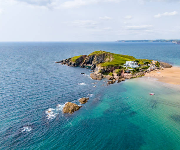 istock Rocky shoreline leads to Burgh Island 2167379398