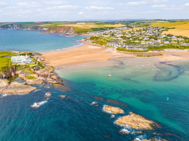 istock Rocky shoreline leads to Burgh Island 2167379501