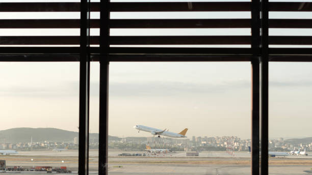 istock airplane land off at airport 2167379844