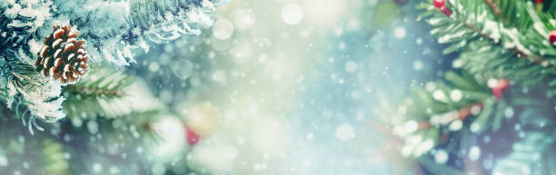 Beautiful fairytale background image in banner format with a Christmas theme.