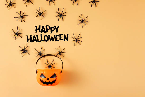 Halloween Background on Orange Color Background.