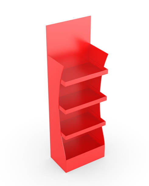 istock Blank illustration of empty store shelves rack stand isolated on white background. 2167392884