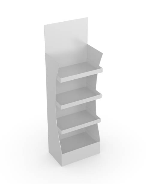 istock Blank illustration of empty store shelves rack stand isolated on white background. 2167392897
