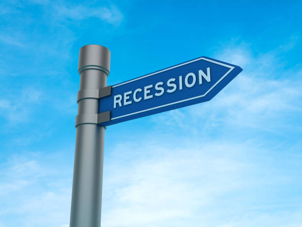 istock Directional Sign with Recession Word 2167394163