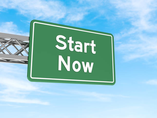 istock Highway sign with START NOW on Sky 2167394229