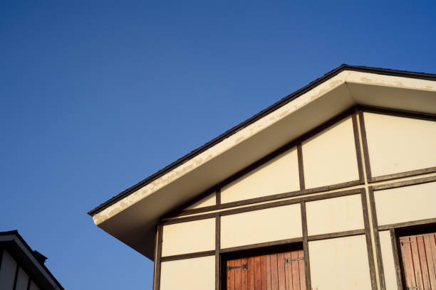 istock Striped design facade in alpine building 2167396431