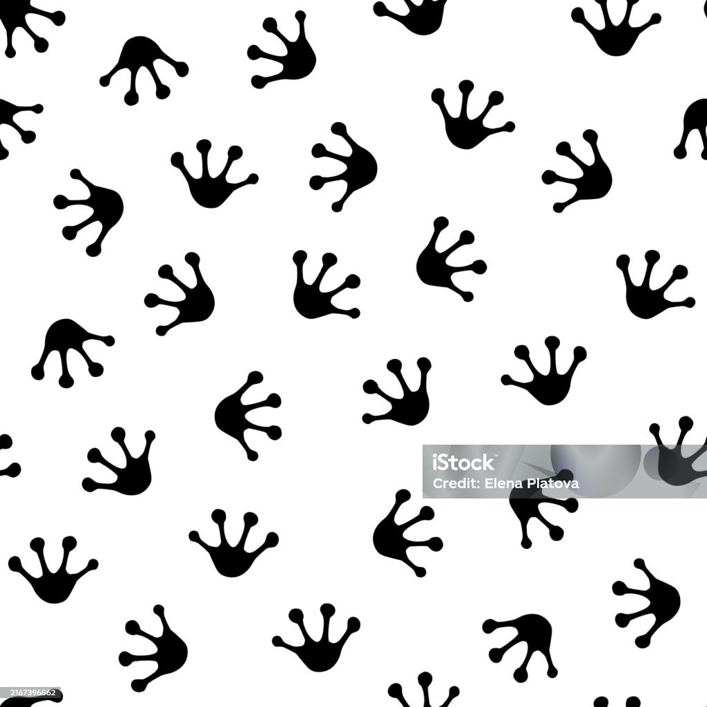 Repeating Pattern Footprint Seamless Monochrome Pattern With Frogs Footprints Vector Endless Repeat ...