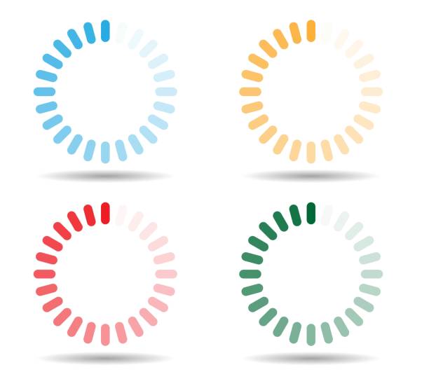 Software Loading Circle Interface Different Colors Digital Interface and webpage design concept vector dark wheel stock illustrations