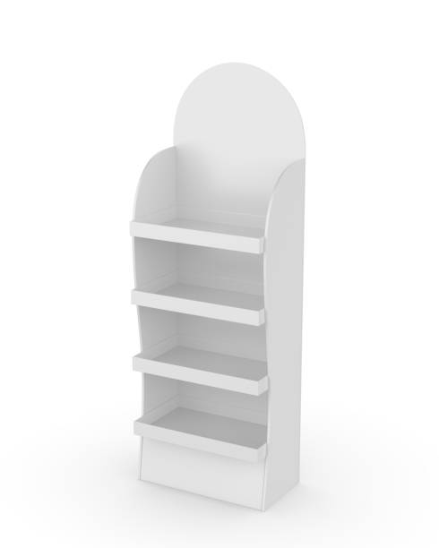 istock Blank white POS POI cardboard blank empty displays with shelves. 2167398349