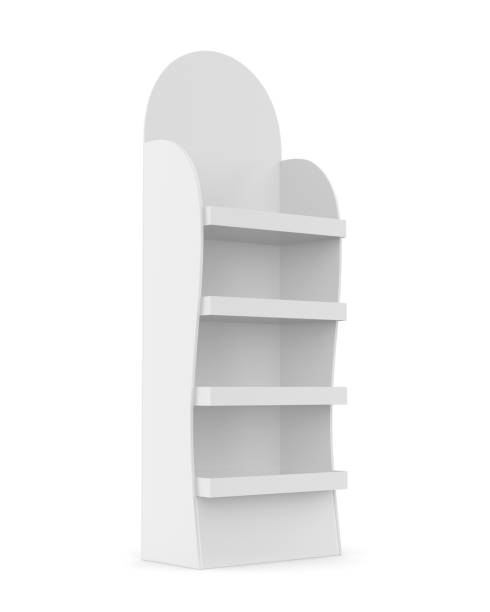 istock Blank white POS POI cardboard blank empty displays with shelves. 2167398352