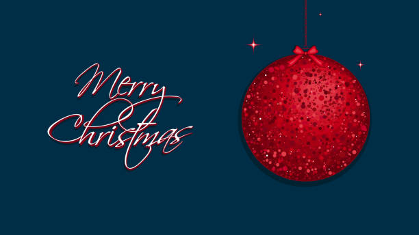 istock Dark blue and red themed Christmas poster with a beautiful glittery ornament, vector illustration. 2167399675