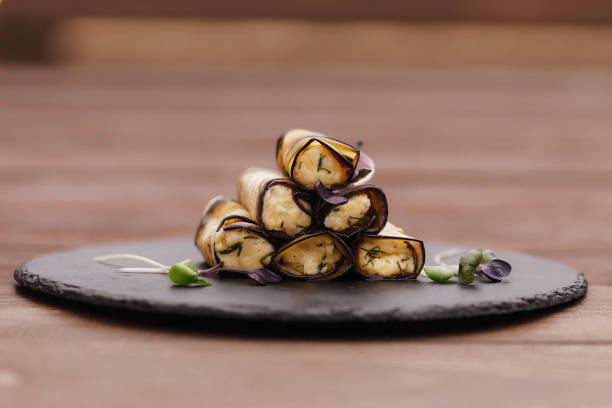 eggplant rolls with cream cheese filling