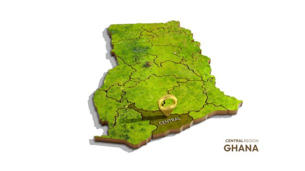 istock 3D rendering of Ghana map highlighting Central region isolated on white background 2167406761