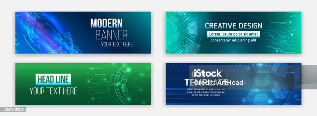 Hightech Horizontal Banner Template Modern Banner Design With ...