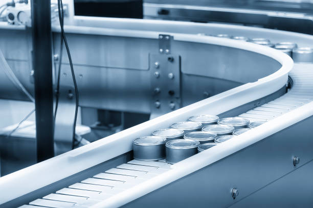 istock The high technology material handling process in canned food production by roller conveyor. 2167422801