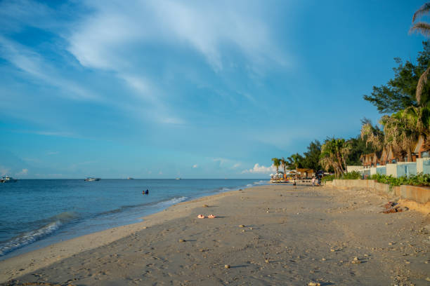 istock Beach seaside under blue sky and white clouds 2167434311