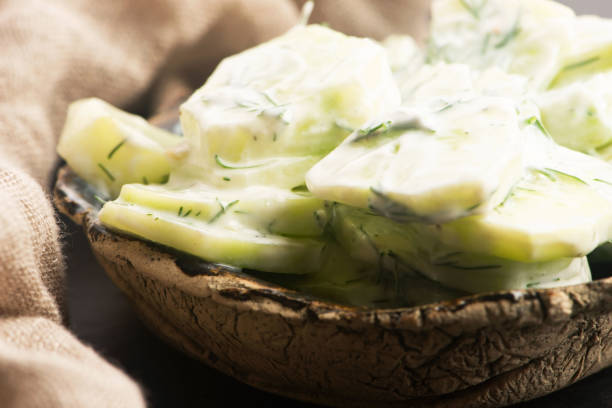 istock Cucumber salad with sour cream and dill 2167434527