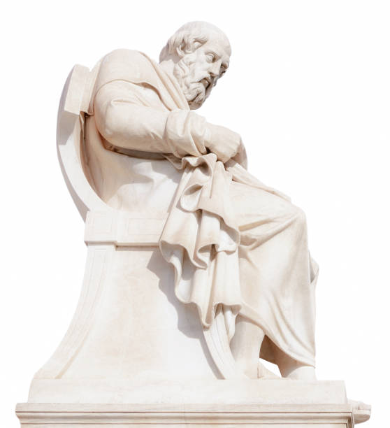 istock Plato seated statue on white background 2167435812