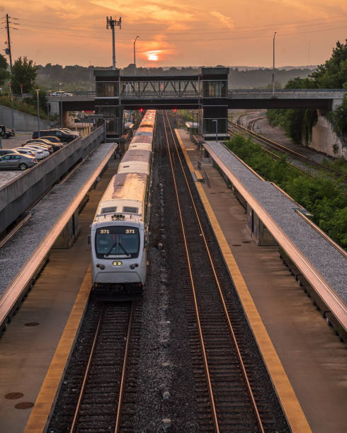 istock Hamilton, Ontario - Residential Train pulling into a Train Station 2167439676